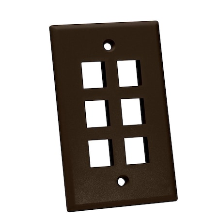 Quest Technology International Keystone Wall Plate, Single-Gang - 6 Ports, Brown NFP-1063